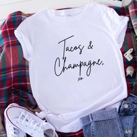 Tops - Tacos and Champagne White T-Shirt
